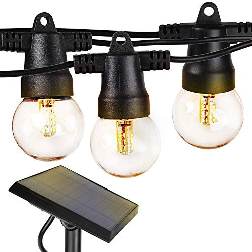 Brightech Ambience Pro - Waterproof Solar LED Outdoor String Lights  1W Retro Edison Filament Bulbs - 27 Ft Globe Lights Create Bistro Ambience In Your Yard, Pergola - Warm White