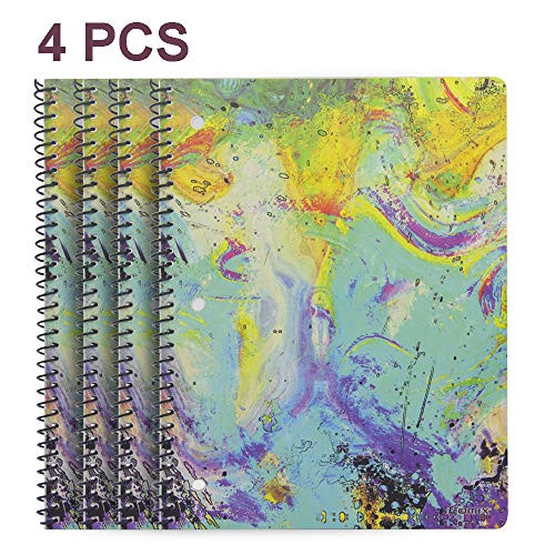 Comix Spiral Notebook,Wide Ruled 1 Subject Paper Books 10.5"x8",70 Sheets 4 Packs (C9001H-4)