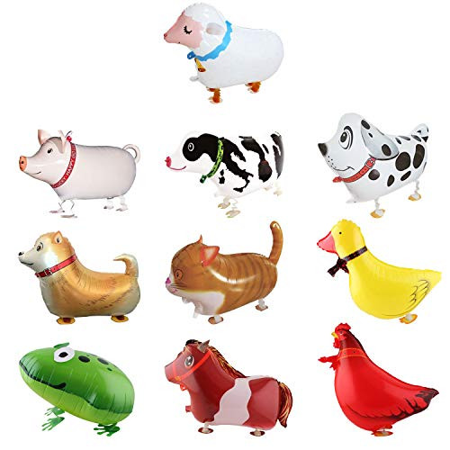 SOTOGO 10 Pieces Walking Animal Balloons Farm Animal Balloon Birthday Party BBQ Party Décor(Pony,Duck,Rooster,Cow,Pig,Sheep,Spotted Dog,Sheepdog,Frog,Cat) SOTOGO 10 Pieces Walking Animal Balloons Farm Animal Balloon Birthday Party BBQ Party Décor(Pony,Duck,Rooster,Cow,Pig,Sheep,Spotted Dog,Sheepdog,Frog,Cat)