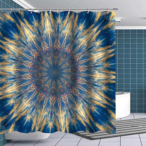 BTTY Shower Curtain Bohemia Mandala Kaleidoscope Blue Eyes Decoration,Polyester Bathroom Curtains with Hooks for for Bathroom Showers Stalls and Bathtubs,70x70 Inches