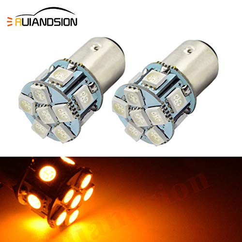 Ruiandsion 2pcs 6V 1157 5050 12SMD Yellow/Amber LED Light Bulbs for Back Up Reverse Lights Brake Lights Tail Lights,Non-polarity