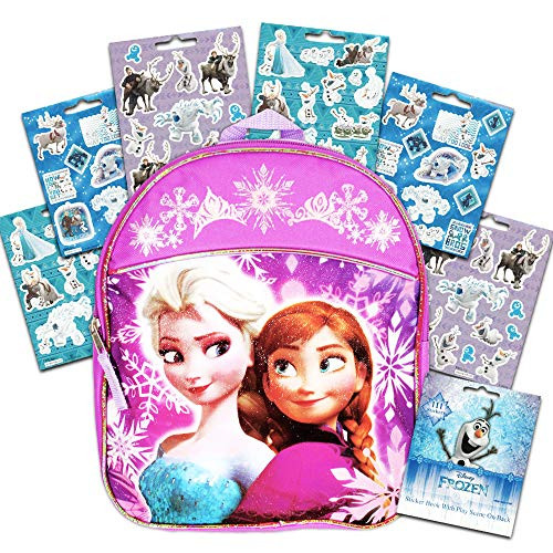 Disney Frozen Preschool Backpack Toddler 11" (Anna and Elsa Backpack with Purple Piping)