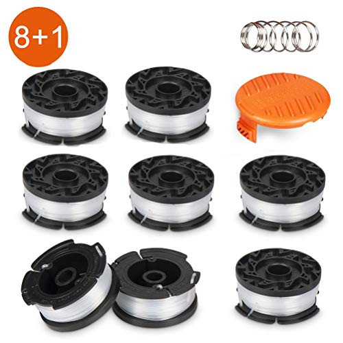 BUYGOO Line String Trimmer Replacement Spool,30ft 0.065" Autofeed String Trimmer Line Replacement Spool (8 Replacement Spool,1 Spool Cap,1 Spring)