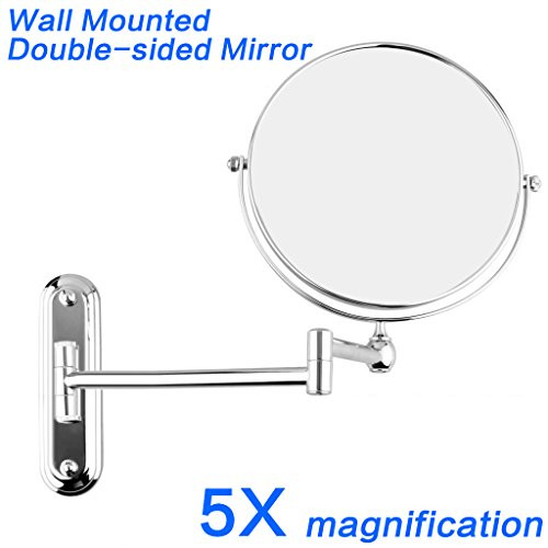 GuRun 8 Inch Two Sided Swivel Makeup Mirror with 5x Magnification Vanity Mirror,Chrome Finish M1207(8in,5x)
