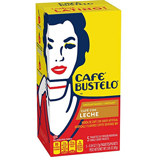 Cafe Bustelo Instant Cafe con Leche, 5 Count (Pack of 12)
