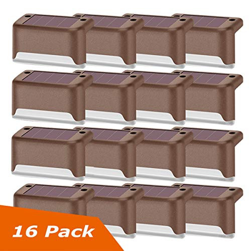 Solar Deck Lights Outdoor, 16 PCS Solar Step LED Waterproof Lighting for Outdoor Deck, Patio, Stair, Yard, Path and Driveway (Warm White)