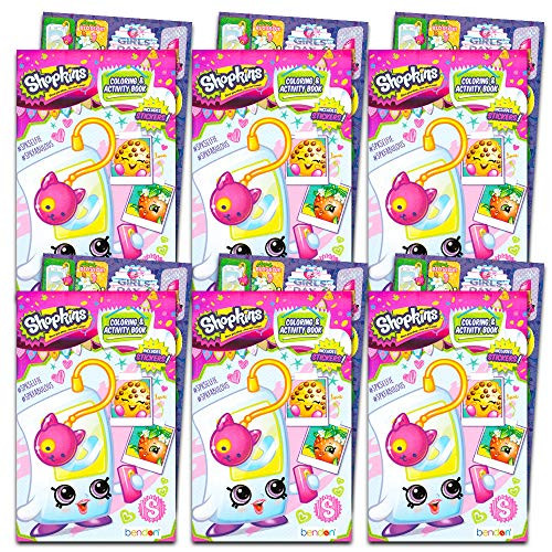 Shopkins Coloring and Activity Book Party Favors Pack ~ Set of 6 Shopkins Coloring Books with Stickers (Shopkins Party Supplies)