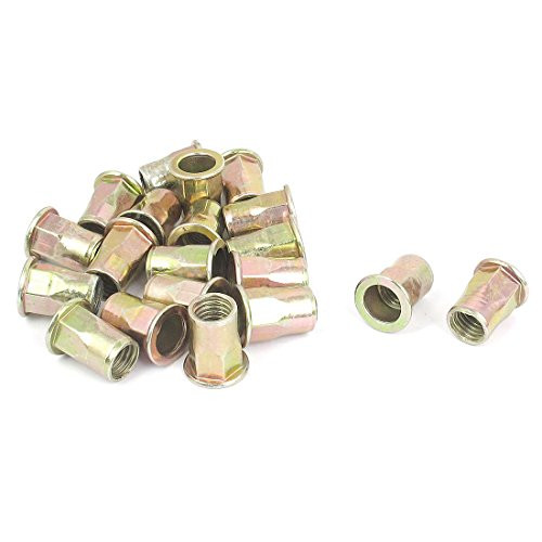 Uxcell a15111600ux0341 20 Pcs M10 Flat Head Hex Body Open End Blind Rivet Nuts Nutserts Fasteners