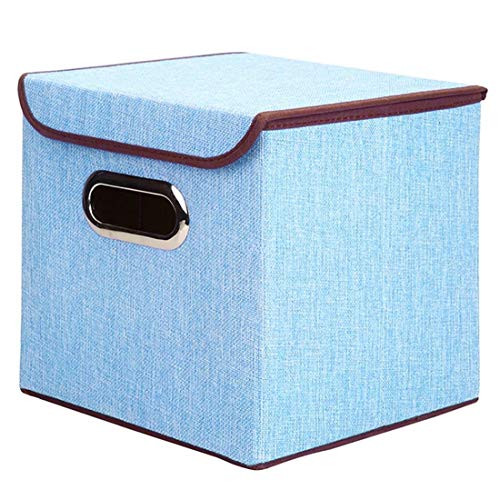10"x10"x10" Collapsible Storage Cube Foldable Box Drawers Basket Bins with Lid Storage Containers Organizer Shelf (10"x10"x10", Blue)