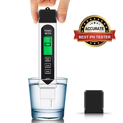 TDS Meter Digital Water Tester, 0.01 PH High Accuracy Water Quality Tester, 0-9999 ppm Meter, Ideal ppm Meter for Drinking Water, Pool and Aquarium Water PH Tester Design and More