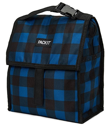 PackIt Freezable Lunch Bag with Zip Closure, Navy Buffalo