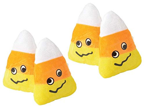 Set of 4 (Four) Adorable Plush Candy Corn- Fun Halloween Party Favor / Goody Bag Addition