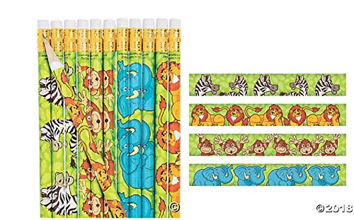 4 Dozen (48) Adorable Safari/Zoo / Jungle Animal Pencils/Student-Classroom Prizes/Party Favors