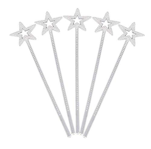 LASSUM 1 Pcs Star Wand,13 Inch Silver Star Wand Angel Fairy Wands Sticks