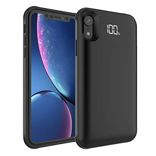 [Upgraded] Battery Case for iPhone XR, CASESSARY 5500mAh Portable Charging Case Protective Extended Battery Charger Case Compatible with iPhone XR (6.1'' Black)