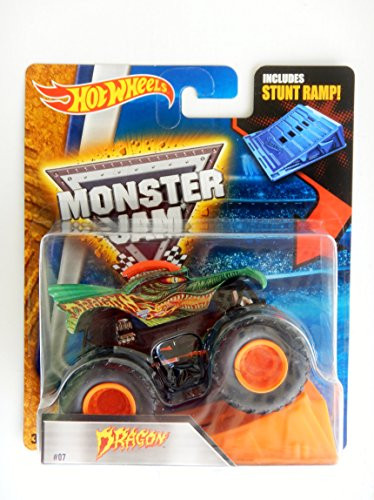 Hot Wheels 2016 Monster Jam Dragon #07 Monster Truck includes Stunt Ramp