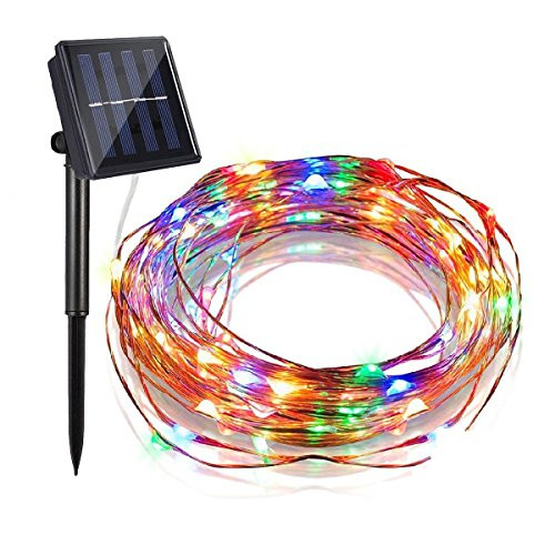 Geefawa Solar String Lights 66ft Fairy Lights 200 LED Copper Wire Starry String Lights Waterproof Lights for Party, Patio, Gardens,Wedding, Yard Multi-Color