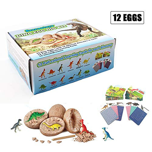 Jintao Dinosaur Toys, Dig it Up Dinosaur Egg - Novelty Chiseling 12 Dino Eggs and Discover 12 Unique Dinosaur Figures (Dino Egg 2)