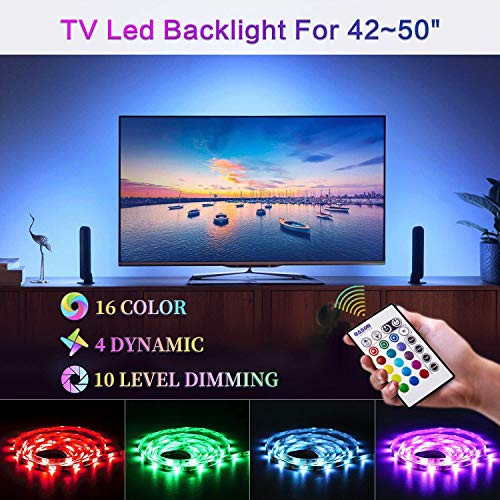 BASON Led Strip Lights for 42-50" HDTV/Wall Mount TV, USB Powered TV Led Backlight with Remote Control, 8.33ft Led Strips TV Bias Lighting for Room Decorations Entertainment Center Home Movie Theater.