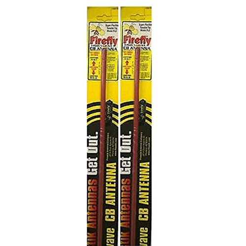 LOT of 2 FireStik FL3-R 3' Firefly CB Radio Antenna with Tuneable Tip (Red)