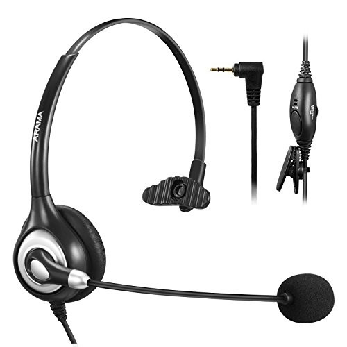 Arama Cordless Phone Headset, 2.5MM Telephone Headset with Noise Cancelling Boom Mic for Panasonic Polycom Grandstream Cisco Linksys SPA Zultys Gigaset and Other Dect Phones