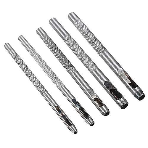 ChgImposs 5Pcs Hollow Hole Punch Set, Steel Leather Punch Set Hole Craft Set Hollow Puncher Belt Leathercraft for Punch Leather Tool