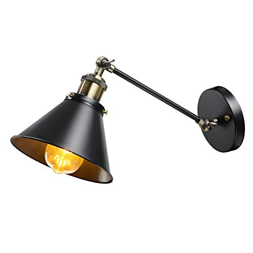 CHICLUX Industrial Metal Wall Sconces Adjustable Wall Mount Swing Arm Wall Lamp Lights for Hallway Kitchen Bedroom