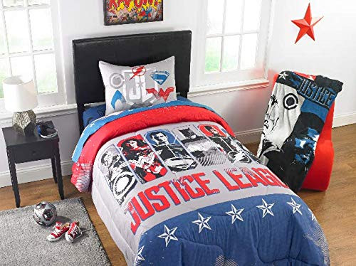 Franco Justice League Movie 'Call for Justice' Kid's Bedding Reversible Twin/Full Comforter with Sham