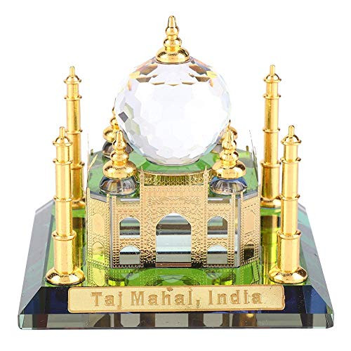 Pssopp Taj Mahal Miniature Model Muslim Crystal Gilded Taj Mahal Souvenir Replcia Mosque Indian Building Model Indian Gift Desktop Decoration 8×8×7cm