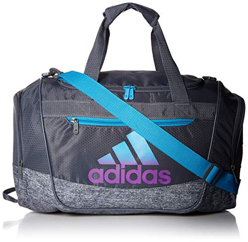 adidas Defender III Duffel Bag, Onix/Onix Jersey/Shock Cyan/Active Purple, One Size