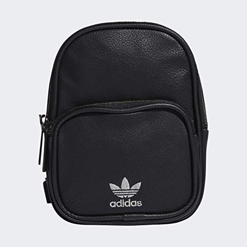 adidas Originals Originals Mini Pu Leather Backpack, Black/Silver, One Size