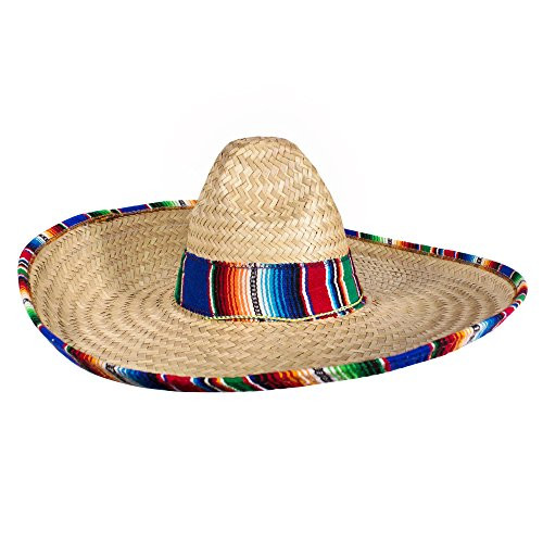 Authentic Sombrero Straw Hat with Serape Trim - Cinco De Mayo Fiesta Party - Made in Mexico Authentic Sombrero Straw Hat with Serape Trim - Cinco De Mayo Fiesta Party - Made in Mexico
