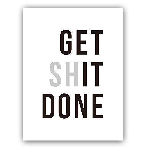 Chsdec Lettering Typography Inspirational Success Art Print Get Shit Done Quote Inspired Poster?Classroom Gym Motivation 12" X 16" UNFRAMED