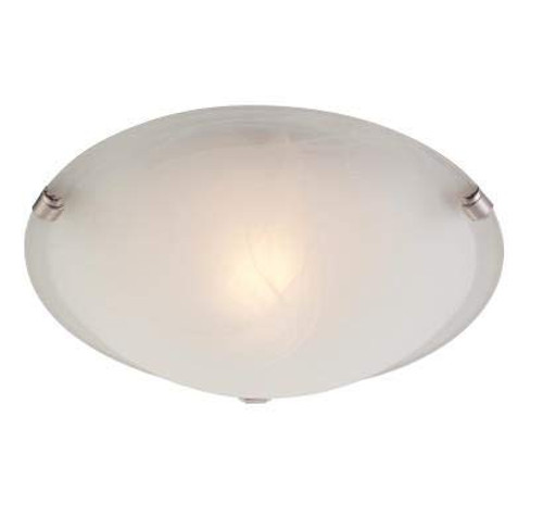Ciata Lighting One-Light Interior Flush-Mount Ceiling Fixture, White and Brushed Nickel Finish with White Alabaster Glass Ciata Lighting One-Light Interior Flush-Mount Ceiling Fixture, White and Brushed Nickel Finish with White Alabaster Glass