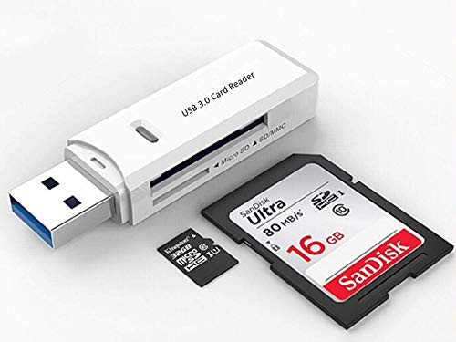 USB 3.0 SD Card Reader for PC, Laptop, Mac, Windows, Linux, Chrome, SDXC, SDHC, SD, MMC, RS-MMC, Micro SDXC Micro SD, Micro SDHC Card and UHS-I Cards(White)