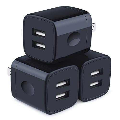 Wall Charger, Charger Cube, Charging Block Fast Charge Dual Port 2.1A USB Power Brick Phone Charger Plug Box Heads Compatible iPhone Xs Max/Xs/XR/X/8/7/6S/6 Plus, Samsung Galaxy S10/S10e S9/S8/Plus S7