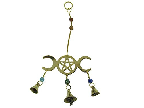 9" Three Bell Triple Moon Brass Wind Chime, for Wicca, Pagan, New Age, Goddess, Pentagram, Chakra, Spirituality 9" Three Bell Triple Moon Brass Wind Chime, for Wicca, Pagan, New Age, Goddess, Pentagram, Chakra, Spirituality