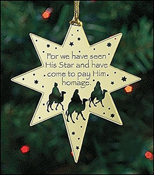 For We Have Seen His Star 2 1/2 Inch Brass Christmas Tree Ornament