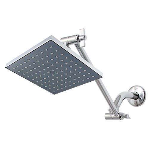 Coby Full Chrome Finish High Pressure 8" Large Oversized Chrome Plated Showerhead Rain High Flow Fixed - Removable Water Restrictor - Adjustable Metal Swivel Ball Joint - Best Relaxation and Spa