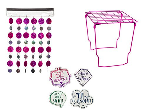School Locker Decor/ Accessories Set - Locker Shelf, Magnetic Locker Curtain & Stylish Magnets School Locker Decor/ Accessories Set - Locker Shelf, Magnetic Locker Curtain & Stylish Magnets