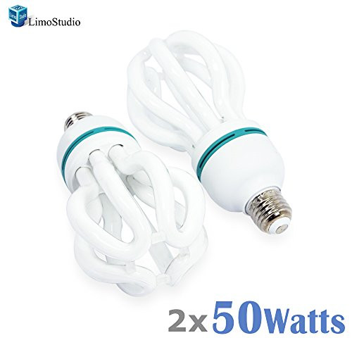 LimoStudio [2-Pack] 50W Full Spectrum Light Bulb Photography Photo CFL 5500K, Daylight Balanced Pure White Light, AGG1707