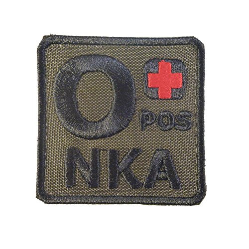 LEGEEON Olive Drab O POS O+ NKA Blood Type OD Embroidered Fastener Patch LEGEEON Olive Drab O POS O+ NKA Blood Type OD Embroidered Fastener Patch
