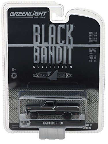NEW 1:64 GREENLIGHT BLACK BANDIT COLLECTION SERIES 17 - BLACK 1968 FORD F-100 WITH BED RAIL Diecast Model Car By Greenlight