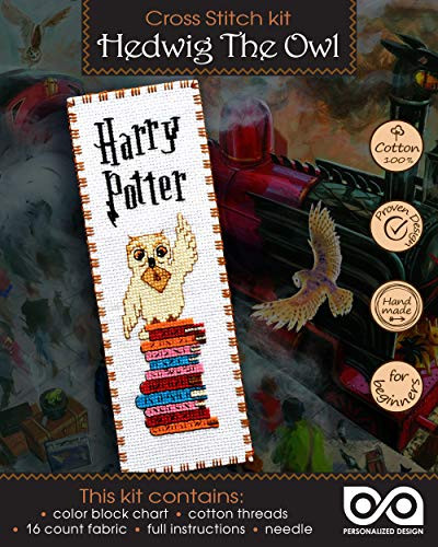 Hand Embroidery Kit Hedwig The Owl - Cross Stitch Bookmark with Pattern Design