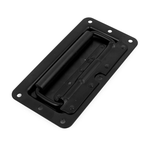 uxcell 155mmx83mm Metal Rectangle Shaped Recessed Folding Pull Handle Grip Black