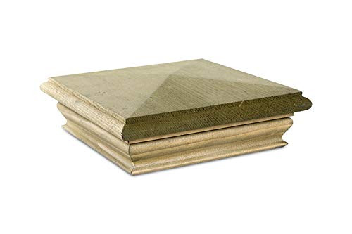 Woodway Pyramid 6x6 Post Cap  Treated Wood Fence Post Cap, Newel Post Top 6 x 6, Fits Up To 5.5 x 5.5 Inch Post, 1PC