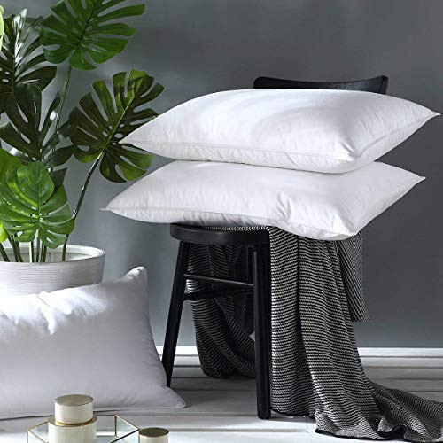 Coozii Goose Down Pillows,1200 Thread Count 100% Egyptian Cotton Pillows for Sleeping,Soft Comfortable Queen Size Goose Down Pillow,Hypo-allergenic (Queen-1pack)