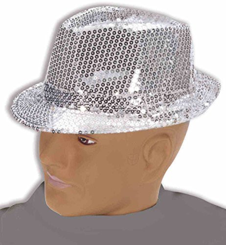 Forum Novelties 65953 Costume Sequin Fedora Hat, Silver, One Size
