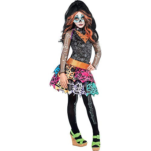 Monster High Skelita Calaveras Costume Wig Dress Tights Child Medium 8-10