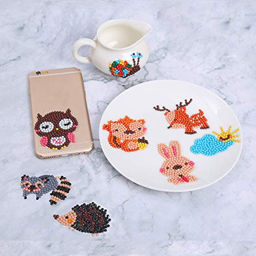 ForTomorrow Diamond Painting Kits for Kids, 5D DIY Mosaic Jungle Animals Stickers by Numbers Kits Arts and Crafts Set for Children (Diamond Sticker Animals 01)